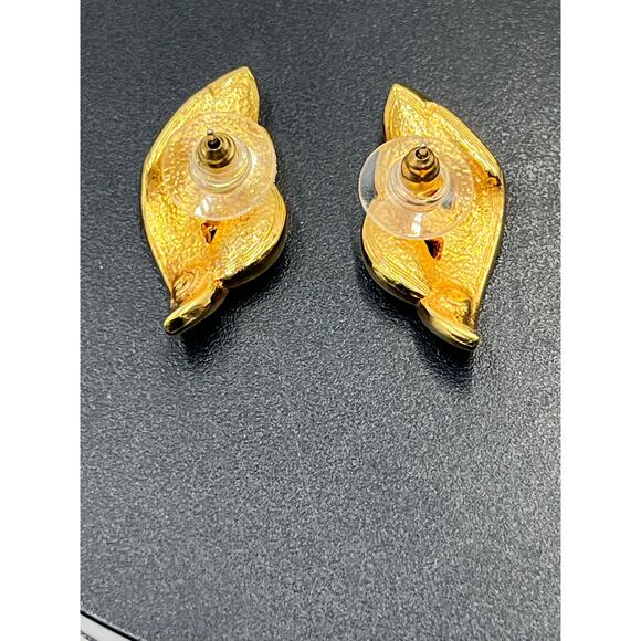 Swarovski SAL Gold Tone Leaf Pave
Rhinestone Marquise Multicolor
Post Earrings - Picture 4 of 7